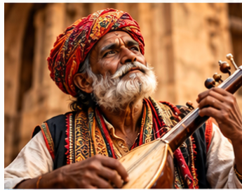 An Indian artist preparing for a performance