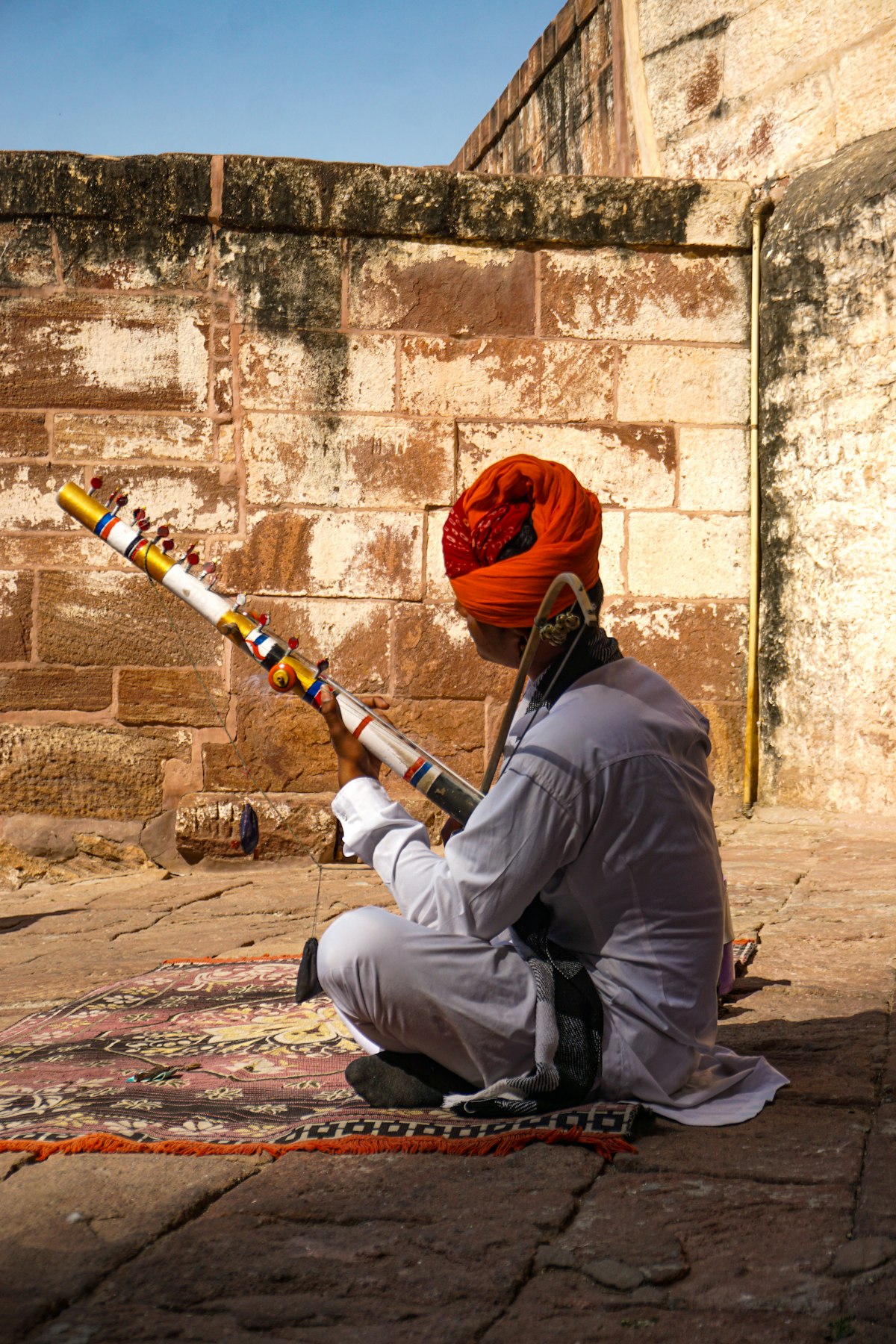 Folk singer performing into a microphone