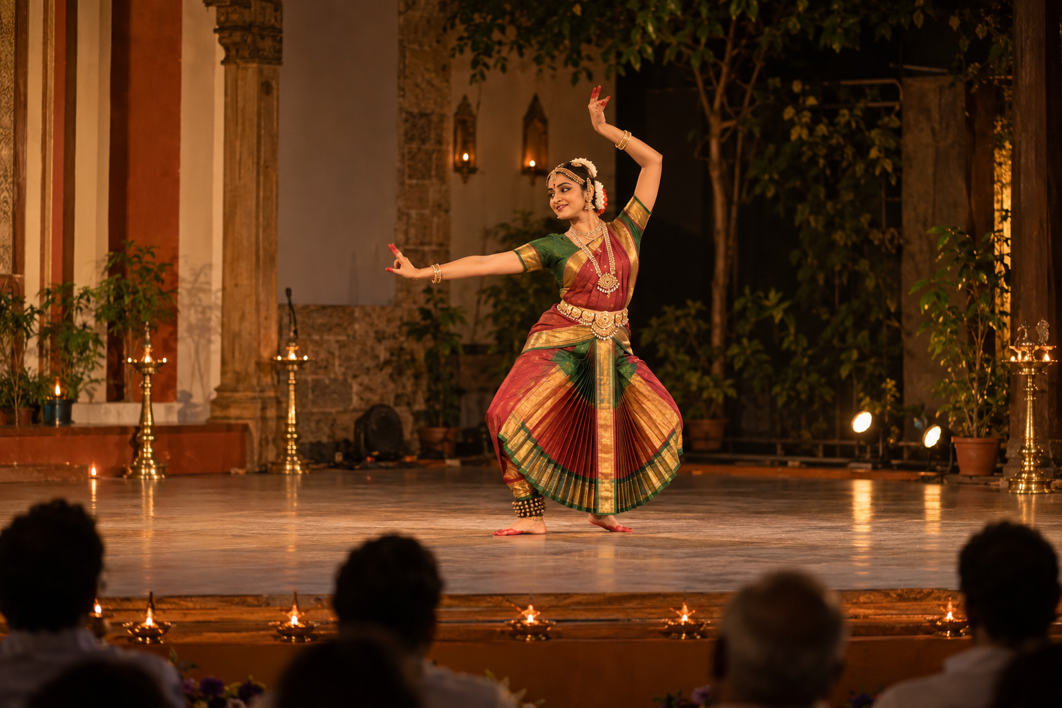 Classical dancer preparing to perform